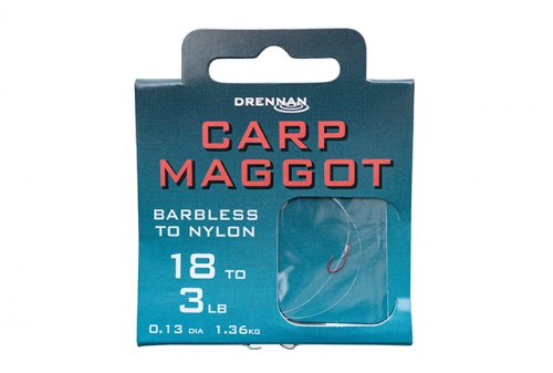 DRENNAN BARBLESS CARP MAGGOT HOOKS TO NYLON